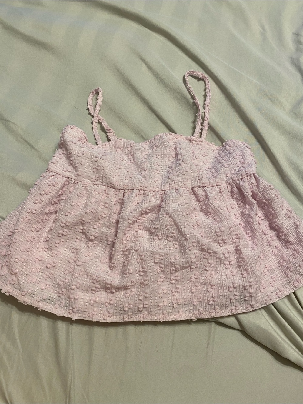 SHEIN Pale Pink Smocked Crop Top